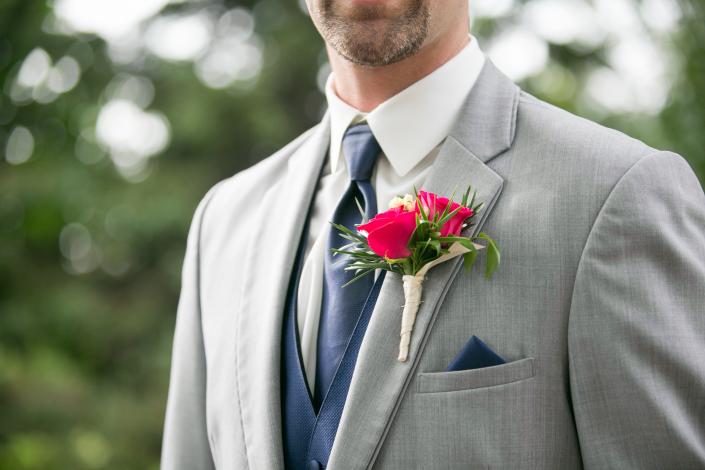 sweetheart pink roses wrapped in champagne ribbon