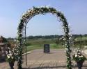  Fresh green garland designed with all faux champagne and ivory flowers. Designed at Rush Creek Golf Course in Maple Grove MN.