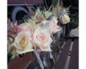 Soft romantic bouquet of champagne and ivory roses, accented with astilbe.