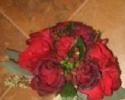 Black baccara and red roses. 