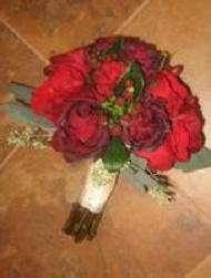 Black baccara and red roses. 